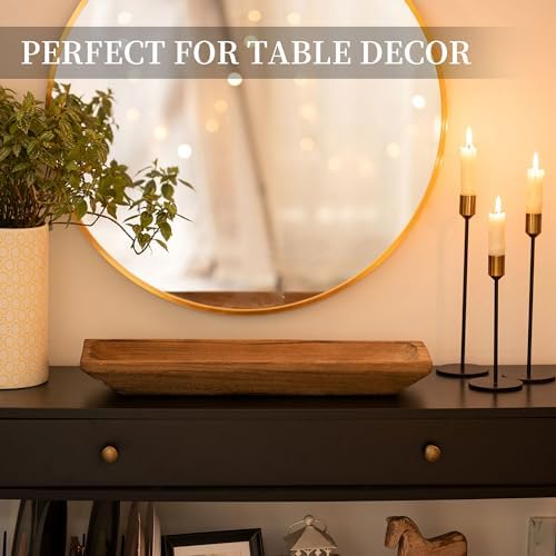 Hanobe Large Wood Decorative Dough Bowl for Coffee Table Decor, 19.6" Brown - Image 6