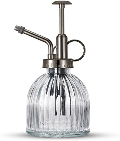 Glass Plant Mister Water Spray Bottle, 200 ML Glass Plant Spritzer Mister Bottle, Vintage Style Glass Succulent Watering Bottle with Top Pump, Plant Sprayer Mister for Indoor Plants - Clear by Ebristar