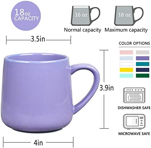 Bosmarlin Large Glossy Ceramic Coffee Mug, Tea Cup for Office and Home, 18 oz, Suitable for Dishwasher and Microwave, 1 Pack (Purple) - Image 3