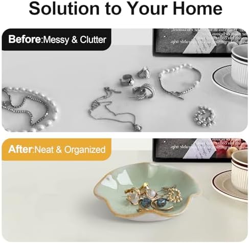 3pcs Jewelry Dish, Ceramic Ring Dish Tray for Women, Small Trinket Tray Key Bowl, Decorative Plate for Earrings Rings Necklaces Keys, Ring Holder for Women Friends Sisters Mother - Image 4