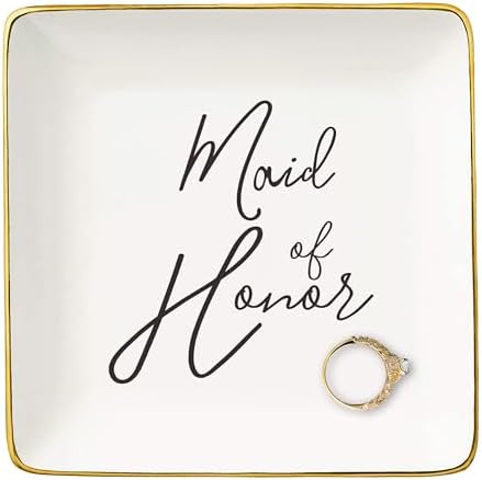 Proposal Gifts for Maid of Honor from Bride,Bridal Shower Gifts for Bridesmaid-Bachelorette Party Present for Women,Wedding Present for Maid of Honor -Ceramic Jewelry Tray Trinket Holder Ring Dish by NZY