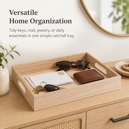 Wooden Decor Tray with Handles for Crafting, Serving, and Display - Image 4