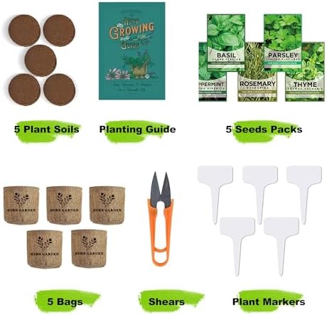 Meekear 5 Herb Indoor Starter Kit, Complete Planting Set for Kitchen Herb Garden DIY & Gift - Image 2