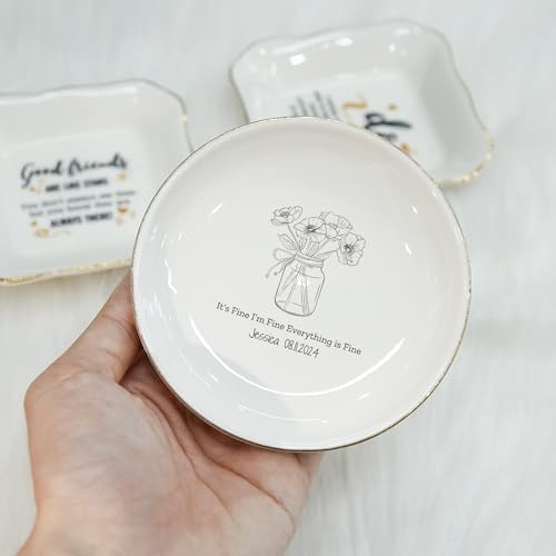 Flower Bouquet Jewelry Dish, Customized Ring Dish Holder for Christmas, Birthday Gifts, Birth Flowers in Jars Jewelry Tray for Mom, Friend, Girlfriend, Personalized Bridesmaid Gifts - Image 3