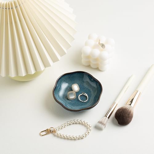 BEUNAIZER Ceramic Ring Dish, 4.3 in Flower Jewelry Tray with Raised Sides - Image 3