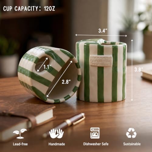 Ceramic Travel Coffee Mug with Straw Hole 12oz, Espresso Cups - Image 5