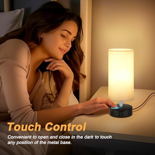 Small Table Lamp for Bedroom - Touch Control Lamp with 3 Way Dimmable - Image 7