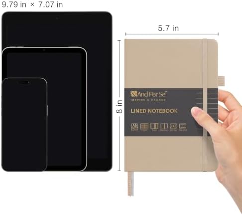 &And Per Se Lined Journal Notebook, 160 Pages, A5 5.7 x 8 inches College Ruled Thick Paper Notebook Journals for Writing, Hardcover Notebooks for Women Men Office School (1 Pack, Apricot) - Image 2
