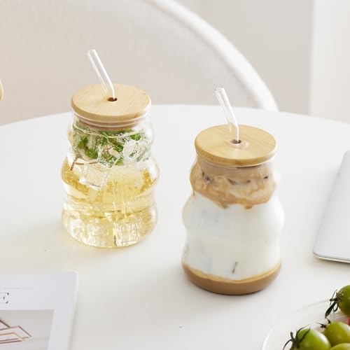 1 Pcs Ribbed Iced Coffee Glasses Cup with Straw 18 Oz - Image 6