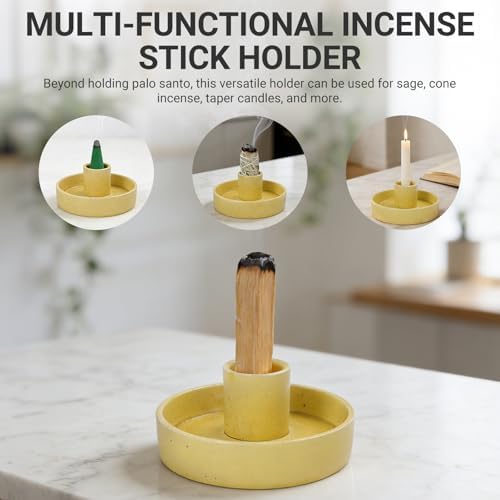 Palo Santo Holder, Ceramic Incense Stick Holder, Sage Holder for Yoga, Meditation, and Energy Cleansing, Unique Ceramic Incense Holder Gift for Palo Santo Sticks (Yellow) - Image 4