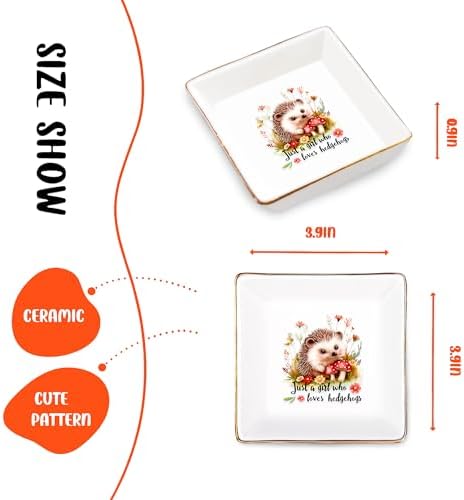 Hedgehog Jewelry Ring Holder Dish Tray, Gifts For Women Teens Girls, Hedgehog Lovers Themed Stuff Things Decor Merch, Home Room Ring Earrings Necklace Organizer Holder! - Image 2