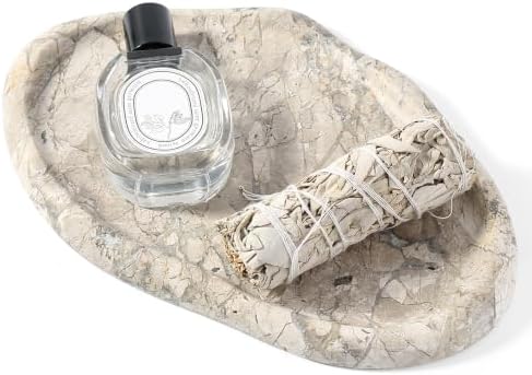 Koville Marble Vanity Tray for Bathroom, Cloud Shape Stone Key Tray by Koville
