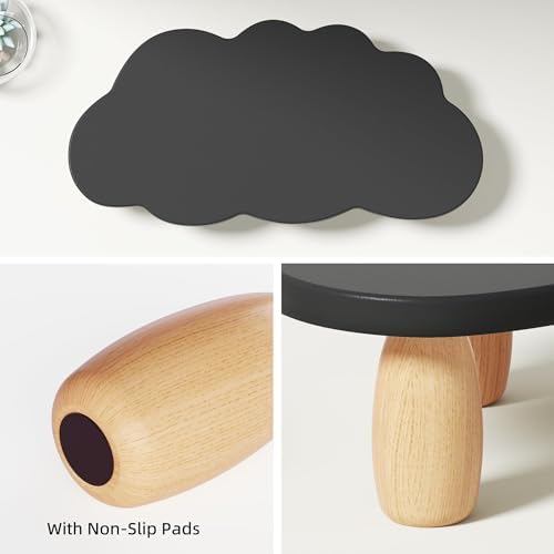 AFOOYO Monitor Stand Riser,Cloud Shape Wood Computer Monitor Stand, 16.5IN Monitor Stand Riser, Multi-Purpose Desktop Organizer Riser for Computer,Laptop,Printer,TV,Black - Image 6