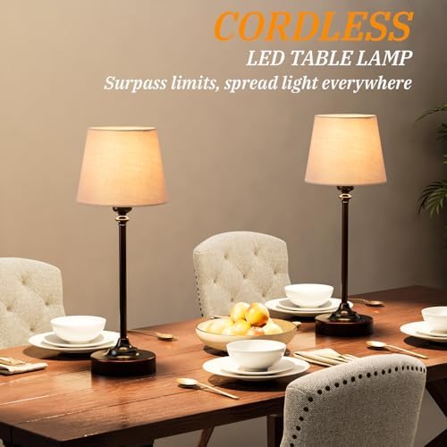 Cordless Table Lamp Rechargeable Bronze - 2 Pack Brass 4000mAH Battery Operated Lamp for Decor, 3000K Stepless Dimming Touch Control Wireless Lamp for Bedroom, Dining Table, Counter, Living Room - Image 6
