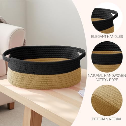 JMvicyroam Small Woven Basket, Empty Gift Basket, Black&Jute/1 Pack - Image 3