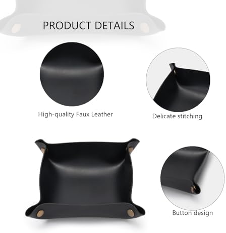 Canvas Storage Tray Cotton Key Catchall Stylish Organizer for Small Items Lightweight Design (Black,Small) - Image 4