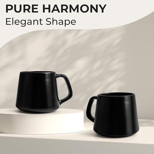 MIAMIO - Coffee Mugs Set of 4, Ceramic Mug (14oz) - Luxe (Black) - Image 6