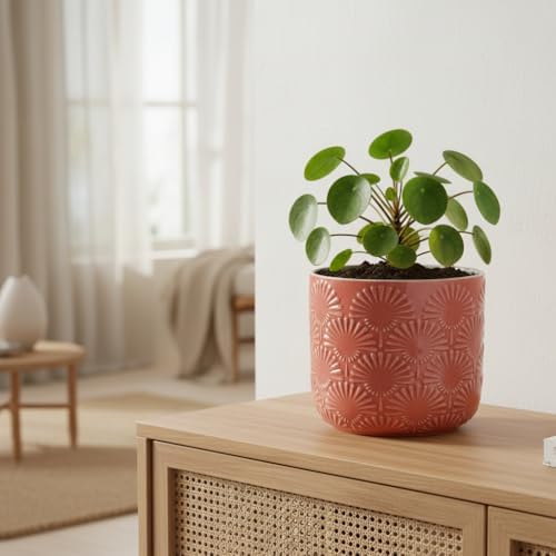 Boho Ceramic Flower Pot, 6.7" Modern Planter for Indoor Outdoor Plants - Image 4