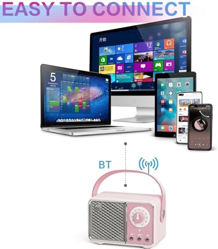 Dosmix Kawaii Room Decor, Retro Bluetooth Speaker,Pink Vintage - Image 5