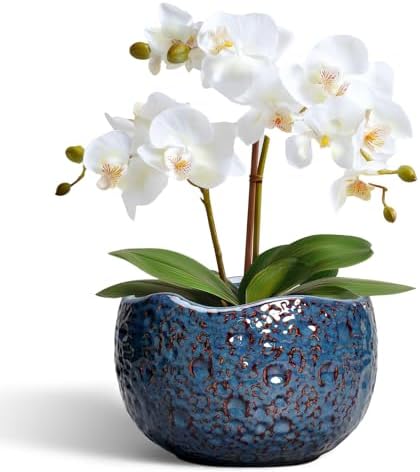6 Inch Plant Pot, Ceramic Pots for Plants, Retro Blue by Thirtypot