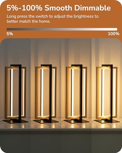 EDISHINE LED Table Lamp Set of 2, Modern Dimmable Nightstand Lamps, Gold - Image 5