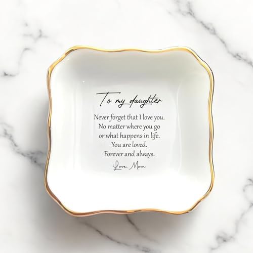 Square Ring Dish White Ceramic Jewelry Dish, Trinket Tray For Girl Bride From Mom, Birthday, Wedding Present, Mother and Daughter-In-Law Gift - Image 2