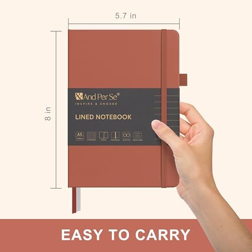 &And Per Se Lined Journal Notebook, 160 Pages, A5 5.7 x 8 inches College Ruled Thick Paper Notebook Journals for Writing, Hardcover Notebooks for Women Men Office School (1 Pack, Terracotta) - Image 2