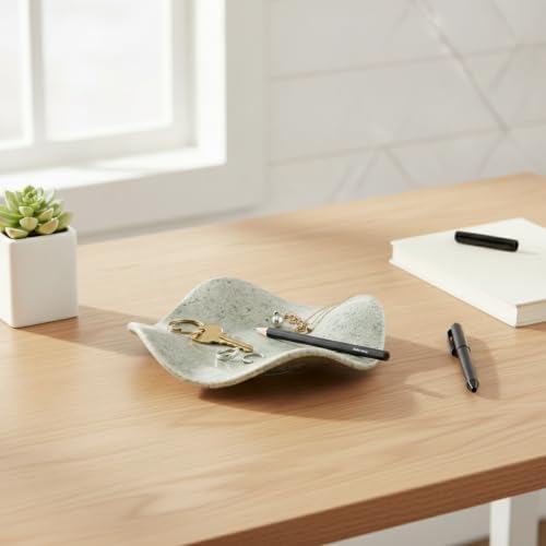 Effortless Catchall Tray for Keys and Jewelry, Irregular Ceramic Bowl with Matte Finish, Modern Nightstand Organizer, 7.7 x 7.7 Inches - Image 2