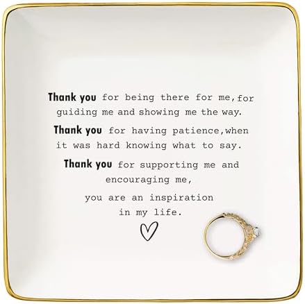 Thank You Gifts for Teacher,Godmother,Mom,Mentor,Coach,Leader,Boss,Best Friends-Appreciation Gift for Women,Thanksgiving New Year Christmas Gifts-Ceramic Jewelry Tray Trinket Holder Ring Dish by NZY