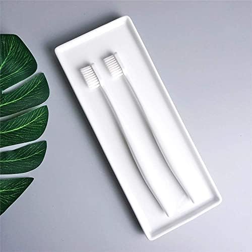 Ceramic Candle Tray - Small Rectangle, White Marble Organizer for Candle, Soap, Jewelry, Perfume, Towel Holder - Decorative Bathroom, Kitchen Sink, Counter, Restroom - Image 4