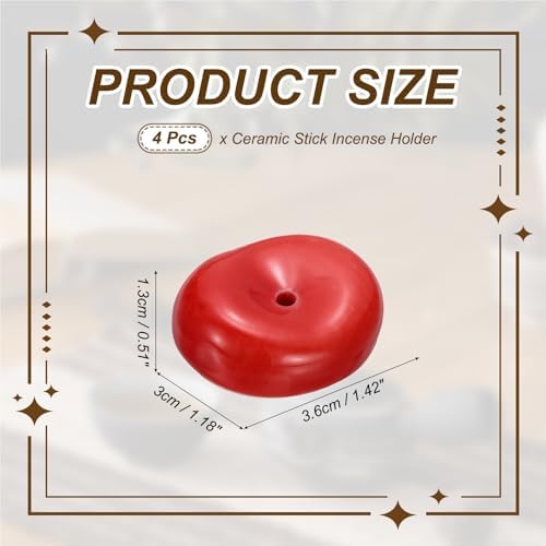 uxcell 4Pcs Ceramic Incense Holder Stick Incense Burner Holder Red - Image 2