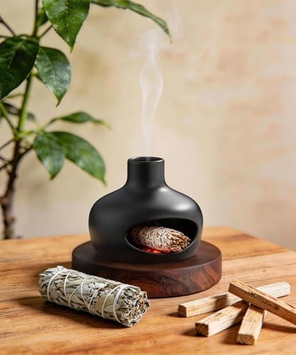 Palo Santo Holder - Modern Chiminea Incense Burner for Yoga, Meditation, and Anxiety Relief - Wood Sticks Dish, Sage Ash Catcher, Smudge Bowl, Cone Burner - Cauldron - Image 6