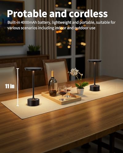 PUSU Rechargeable Table Lamps Set of 2, Black Cordless Portable Desk Lamp - Image 2