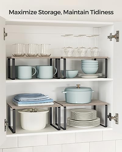 SONGMICS Cabinet Organizer Shelf, Set of 2 Spice Rack, Kitchen Storage - Image 3