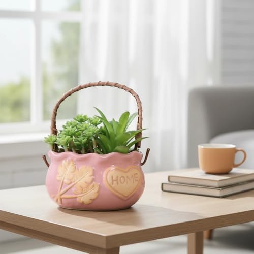 Ceramic Succulent Planter Pots, 4 Inch Small Ceramic Plant Pot with Drainage Holes Flower Pots for Cactus, Herbs, Outdoor Plants (Pink) - Image 2