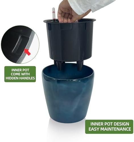 Dexceder 11x10 Self Watering Planter (Grayish Green Gradient) - Image 4