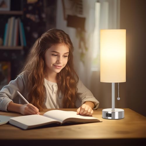 Dott Arts Table Lamp for Bedroom, 3-Color Bedside Lamps with Pull Chain - Image 6
