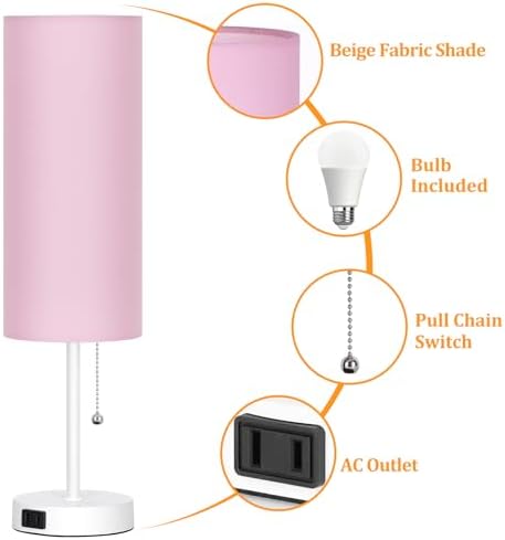 Dott Arts 18" Table Lamp for Bedroom, 3-Color Bedside Lamps with Pull Chain - Image 4