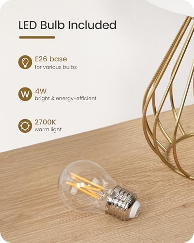 Gold Table Lamp Set of 2, Small Bedside Lamps Set of 2, 2700K LED Bulb Included, Gold Metal Base & White Linen Lampshade, Modern Nightstand Lamps for Bedroom, Living RoomDCW06TLP205 - Image 3