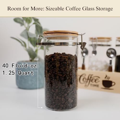 Glass Coffee Canister Coffee Containers for Ground Coffee Coffee Bean Storage Airtight Seal with Locking Clamp, Coffee Bar Accessories Perfect for Kitchen Storage - Image 3