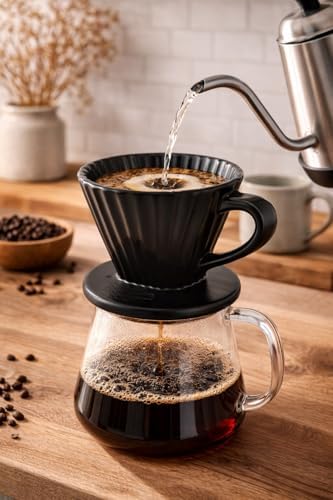 Chantal "Lotus ceramic pour over coffee dripper, 8 ounces (Matte Black) - Image 2