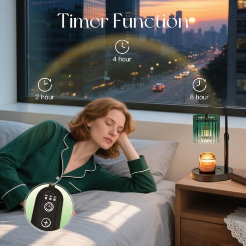 Candeldo Candle Warmer Lamp with Timer: Emerald Green Wax Melt Warmer - Image 4