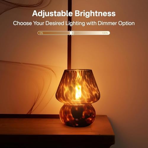 Dawnwake Mushroom Lamp Small Lamp Table Lamp for Bedroom, Desk Bedside Lamps for Living Room,Mushroom Decor Cute Mini Modern Mid Century Lamps for Night Stands,Aesthetic Home Decor (Flame Black) - Image 6