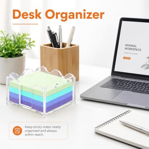 Clear Acrylic Sticky Note Holder Wavy Memo Pad Dispenser for Desk Storage - Image 5