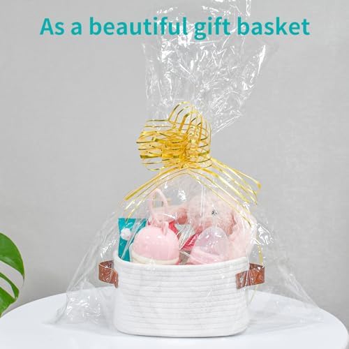 ABenkle Small Storage Basket, Mini Baskets with Handle, Cute Cotton Woven Baskets for Shelves, Boho Decorative Toy Storage Bin for Nursery, Spa, Empty Gift Basket - XS, White - Image 3