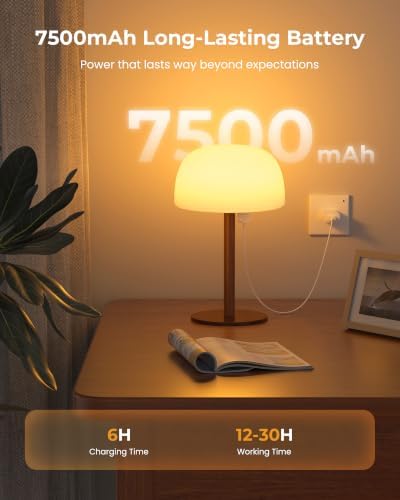 Shower Lamp Waterproof, Cordless IP65 Shower Lights for Inside Shower, 7500mAh Rechargeable Battery, 3 White Tones & 15 RGB Stepless Dimming LED Table Lamp for Bathroom Home Indoor (Walnut) - Image 3
