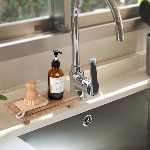 Wood Bathroom Tray Farmhouse Decor Kitchen Soap Holder, 10"x4.5" Brown - Image 2