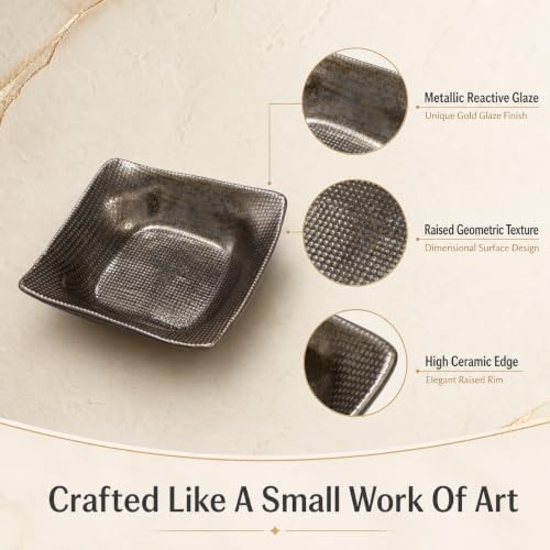 Jewelry Dish, Gold Ceramic Deep Square Ring Tray - Image 4