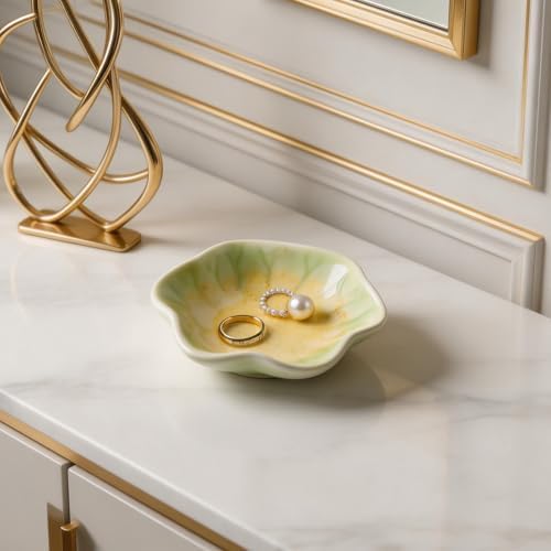 Ceramic Lotus Leaf Trinket Dish, Ring Holder for Jewelry - Image 6