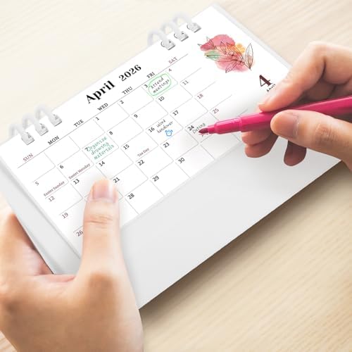 Small Desk Calendar 2026-2027, Pink Monthly Desktop Calendar - Runs From September 2026 Until December 2027, 6.3" x 3.1", Mini Standing Flip 2026 Calendar for Home, School and Office Supplies - Image 6